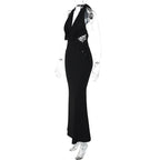 Halter Black Lace Off - shoulder Long Dress