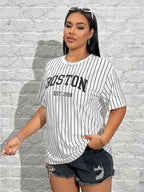 Stripe Print Oversized T-shirt