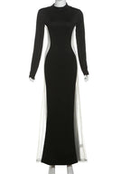 Solid Patchwork Black Milk Silk Dress