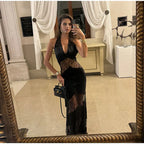 Lace See Through Sleeveless Long Dress