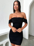 Off the Shoulder Short Sleeve Mini Dress