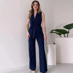 Sleeveless Long Pant Slim Suit