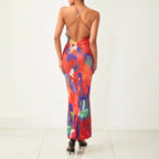 Lace Trim Leopard Patchwork Floral Dress