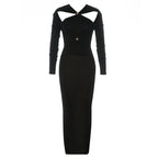 Black Full Sleeve Sequined Long Dress