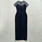 Black Diamante Evening Midi Dress