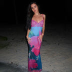 Spaghetti Strap Printed Long Dress