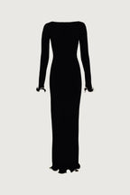 Knit Midi Dress with Ruffle Trim