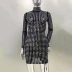 Diamond Crystal Long Sleeved Mini Dress