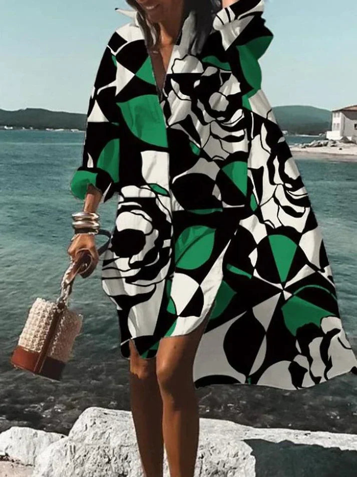 Tamar Aesthetic Wide, Colorful Dress with Summery Patterns Evening Wear Edit
