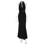 Halter Black Lace Off - shoulder Long Dress