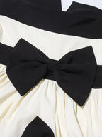 Colorblock Patchwork Bow Strapless Long Dress