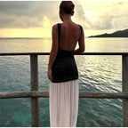 Sequined Patchwork Backless Long Dress