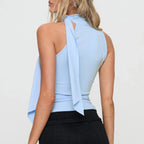 Y2K Mock Neck Solid Color Slim Fit Cami Top