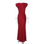 Solid Boat Neck Twist Knot Long Dress