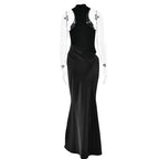 Satin Sleeveless High Neck Dress