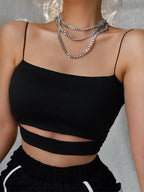 CutOut Short Tee Sexy Strap Tank Cami Top