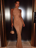 Sleeveless Two Layer Mesh Bodycon Long Dress