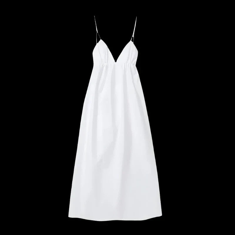 Backless Midi Dress Camisole Chic V - Neck & Easy Fit