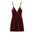 Red Velvet Spaghettis Strap Mini Dress