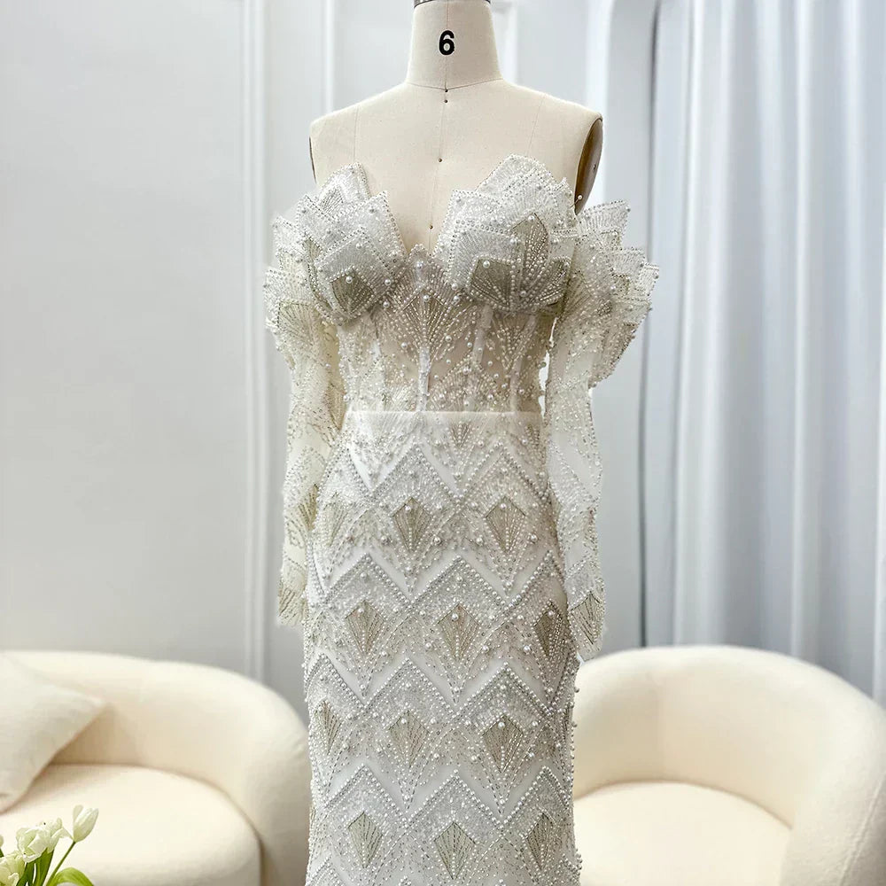 Mermaid Off - Shoulder Nude Evening Dresses for Women