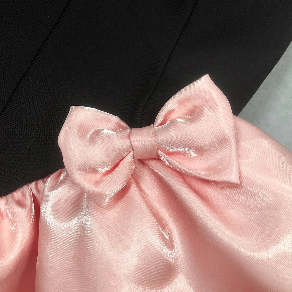 Candy Bow Decoration Bubble A - Line Mini Dress