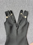 Sleeveless V Neck Bandage Long Dress