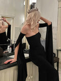 Strapless Extra - long Flare Sleeves Dress