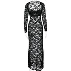 Perspective Lace Hollow Out Bodycon Maxi Dress