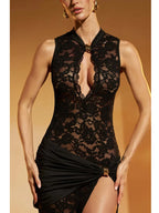 High Slit SeeThrough Elegant Lace Dress