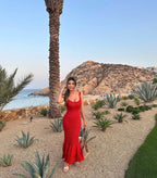 Crochet Maxi Dress with Ruffle Trim