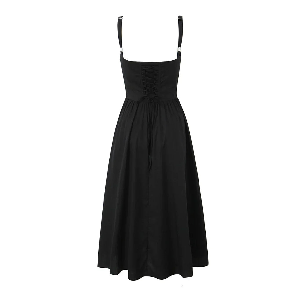 Wire Corset Style Low Waist White Midi Dress