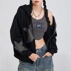 Star Print Drawstring Hoodie