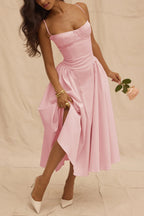 Milagros Premium Sleeveless Midi Dress with a Corset Fit Elevated Occasion Wear