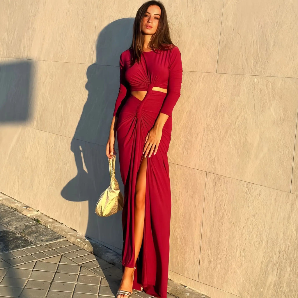 Long - Sleeved Irregular Bodycon Dress