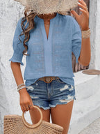 Floral Embroidery Lace Swiss Dot Blouse