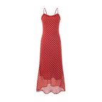 Elegant Red Chiffon Polka Dot Beach Dress for Women Summer Sexy Spaghetti Strap Holidays Dress Fashion Backless Party Outfits