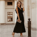 Flora Timeless Black Maxi Dress with Pleats Elevated Occasion Wear