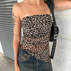 Leopard Triangle Hem Tube Strapless