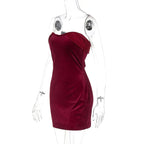 Velvet Off - shoulder Strapless Mini Dress