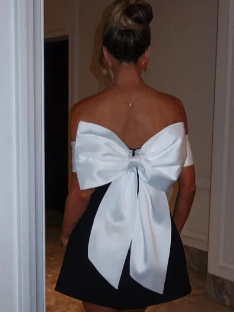 Bella Elegant Back Big Bow Mini Dress