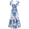 Floral back lace - up suspender dress