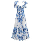 Floral back lace - up suspender dress