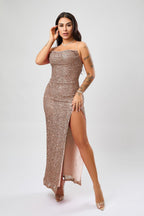 Sequin Formal Dress Sleeveless Split Dress