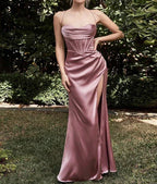 Backless Slit Suspender Formal Evening Dress Lace Up Green Party Dress