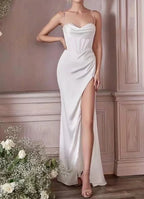 Backless Slit Suspender Formal Evening Dress Lace Up Green Party Dress