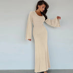 Elegant Bodycon Flare Sleeve Maxi Dress