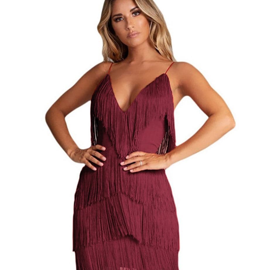 Deep VNeck Backless Patchwork Bodycon Dress