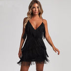 Deep VNeck Backless Patchwork Bodycon Dress