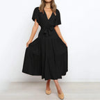 Cupaima Maxi Dress with a Deep V-neck for Women Timeless Daily Style