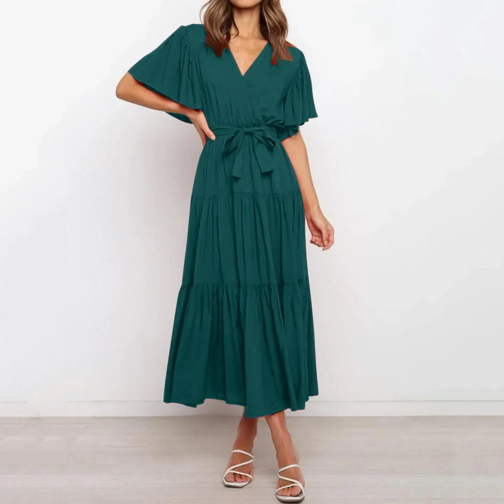 Irina Maxi Dress with a Deep V-neck for Women Chic Boutique Style